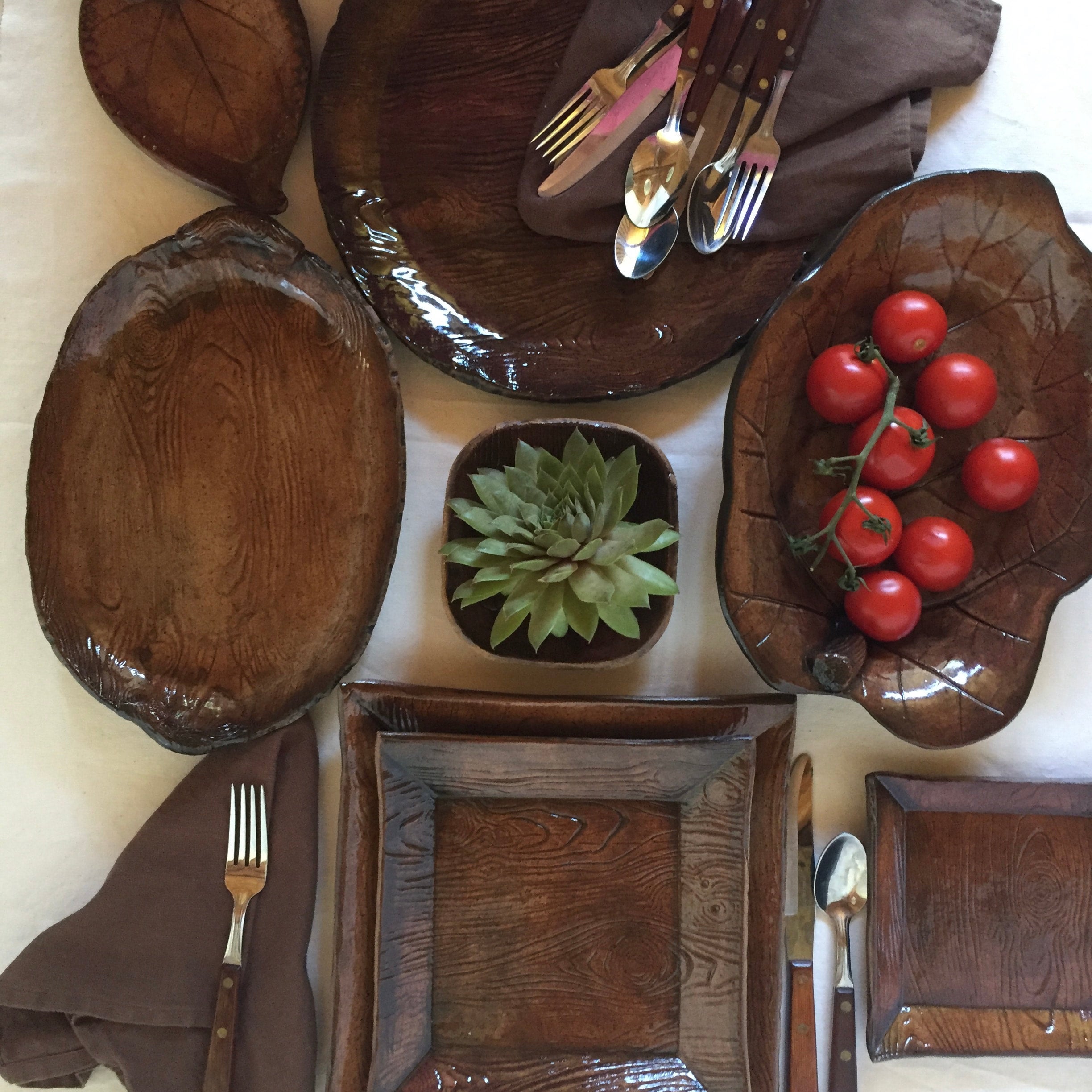 Tree Bark Serving Pieces & Dinnerware Thomas Pottery